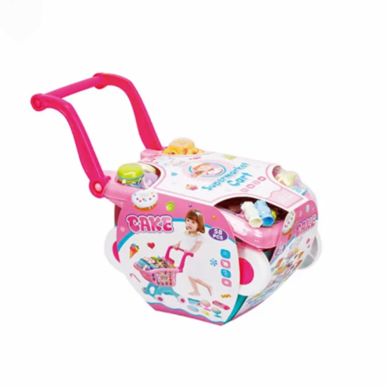 عربة تسوق الأطفال الوردية