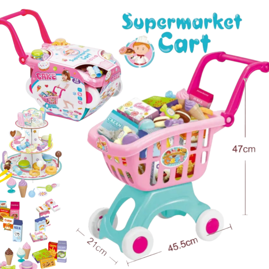 عربة تسوق الأطفال الوردية